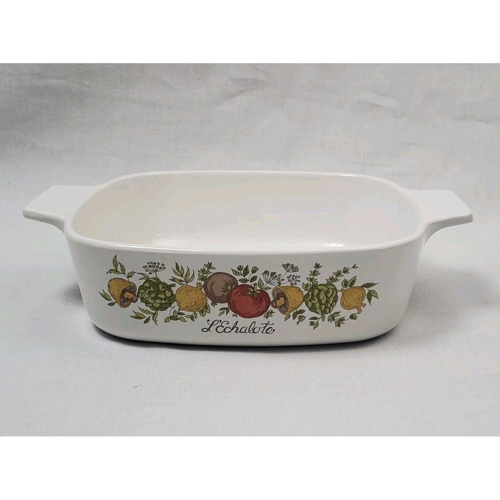 VTG Corning Ware 1 Quart Spice Of Life Casserole Dish L'Echalote Hologram Stamp